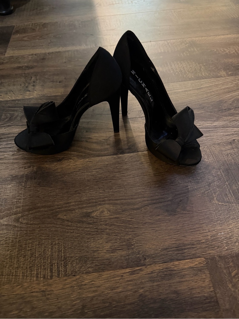 Black Peep-Toe Bow High Heels